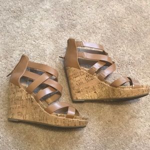Tan wedge heels
